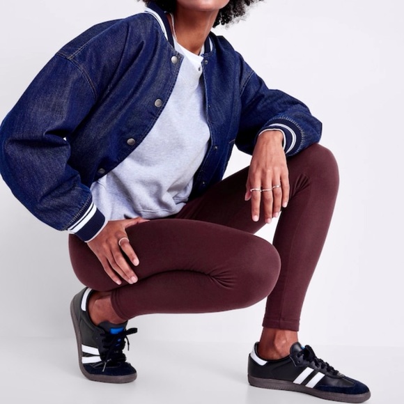 NWT Old Navy Burgundy High-Waisted Fleece-Lined Leggings - Medium - Picture 6 of 8